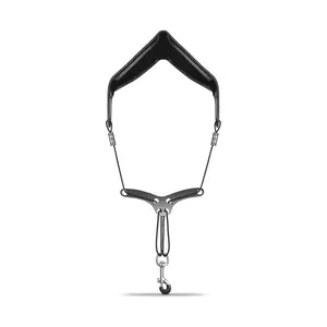 POGOLAB Saxophone Neck Strap, Leather Sax Strap with Soft & Comfortable Padded, Adjustable Length, with Metal Beam & Swivel Hook, for Alto/Tenor/Baritone/Soprano Saxophone