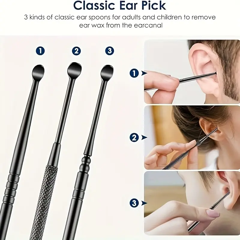 Gentle Earwax Removal Kit - Safe, Painless Ear Cleaner Ear Cleaning Stick Set with Portable Metal Storage Case (Home Supplies, Party Bag Gift Option), Ear Cleaner Earwax Removal