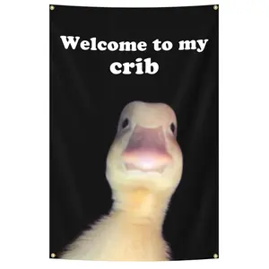 Tapestry  Welcome To My Crib Letter & Duck PattemnTapestry Decoration, Funny Flags for RoomDecor, Wall Hanging Decor for Living Room &Bedroom, Yard Sign, Summer Gifts, Fall Decor,Birthday Gifts, Valentine's Day Gift Banner Door