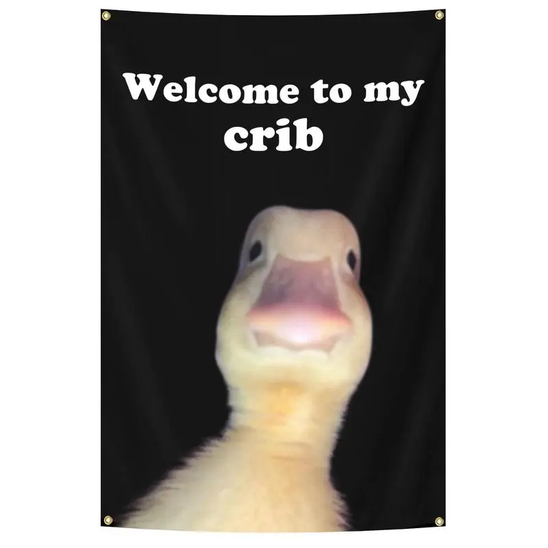 "Welcome To My Crib" Letter & Duck Pattern Tapestry, Funny Room Decor Wall Hanging, Home Supplies for Living Room & Bedroom, Yd Sign Banner, Seasonal Gift for Birthdays & Valentine's Day bedroom decor stuff for your room cheap cheap bedroom decor tapestry