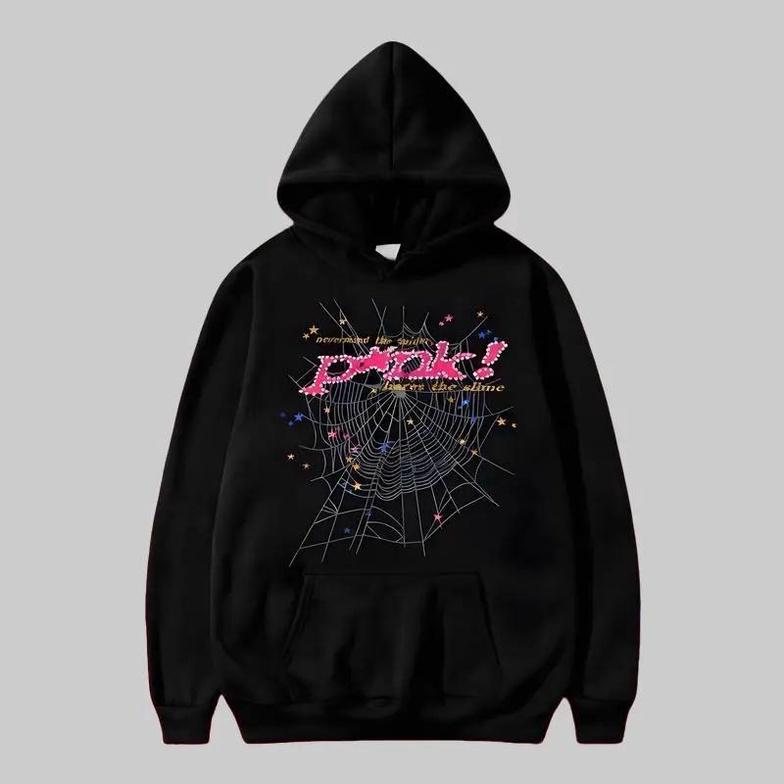 Pink Spider Hoodie , Spiderweb Hoodie, Unisex Oversized Streetwear Pullover, Hip-Hop Gothic Graphic Top for Couples