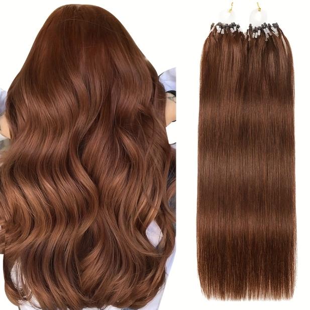 "Micro Loop Human Hair Extensions for Women & Girls, 12-28 Inch 30G 50 Strands, Red Blonde Silky Soft, Undetectable & Comfortable, No Tangle No Shedding for Glamorous Natural Looks "	