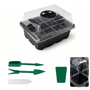 3-Pack Seed Starter Trays with Heat Mat, Seed Starter Kit with Grow Lights, 10 labels + 2 seedling lifters Germination Kit with Adjustable Humidity Vents for Indoor Plants Seeds Starting, Ideal Gardening Gifts