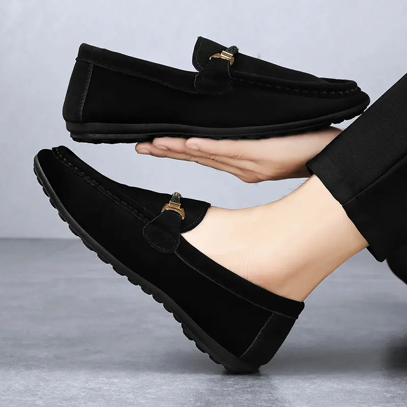(New) Men's Casual Flat Loafers, Korean-Style PU Leather Slip-On Sports & Outdoor Training Shoes, Comfortable Footwear for Young Professionals, All-Season, EVA & Fabric Construction, Casual Wear