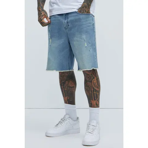 Lounge Relaxed Denim Shorts - Medium Blue Wash