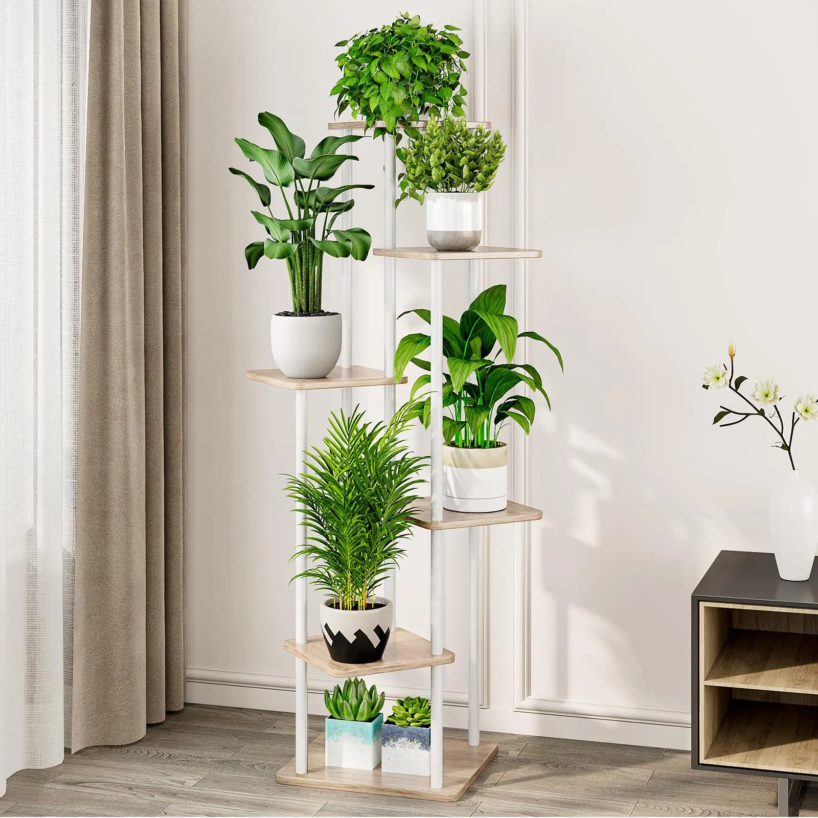 6 Tier-White+Sonoma Oak
