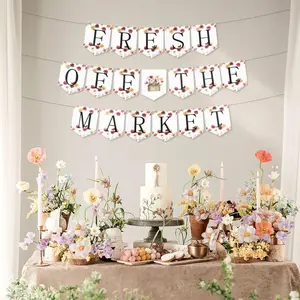 LaVenty Fresh off the Market Banner Farmer Market Party Decor Wildflower Bridal Shower Decorations Fresh off the Market Bachelorette Wedding Party Banner Garland