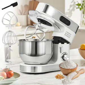 Kitchen Stand Mixer with Mixing Bowl Dough Hook Egg Whisk & Mixing Blade Stainless Steel Kitchen Mixer Whip Bowl for Baking Dough Hook Kit Durable Dishwasher