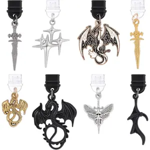 F-PCS05  8 Pack Dust Plug Charms for Kindle - Wyvern Dragon and Dagger Charging Port Cover, Mystical Aesthetic Pendants for Phone Type C/USB C, Gift for Witchy Bookish Students E-Reader Accessory