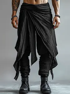 INCERUN Men's Fashion Simple Deconstructed Pleated Pants, Suitable for All Seasons Streetwear, Casual Long Trousers for Daily Wear, Casual Fit Bottoms