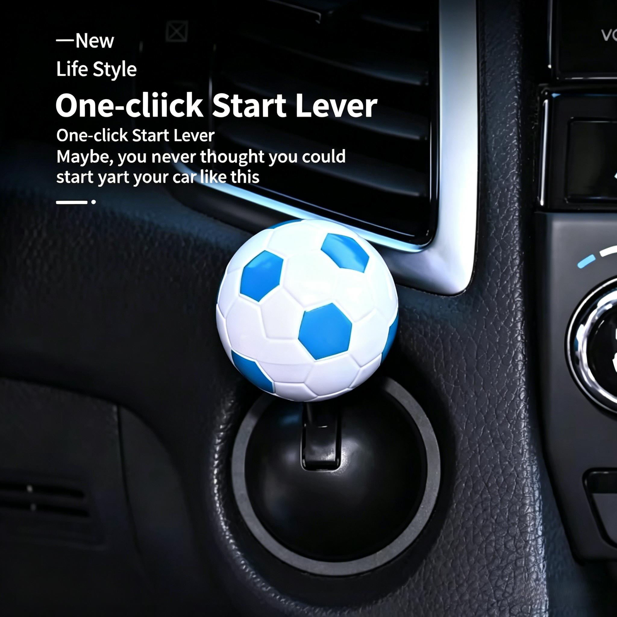 Soccer Ball One Push Start Button Cover Sporty Football Shaped Ignition Stickers Easy Peel & Stick No Drill No Damage Funny Car Interior Upgrade Must Have Auto Accessory for Soccer Fans TikTok Viral Car Mod Hack