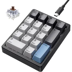 Mechanical Number Pad, Hot Swappable Numpad Wired USB 17  Numeric Keypad with PBT Keycaps White Backlit Keypad for Laptop PC TKL Keyboards (Brown )