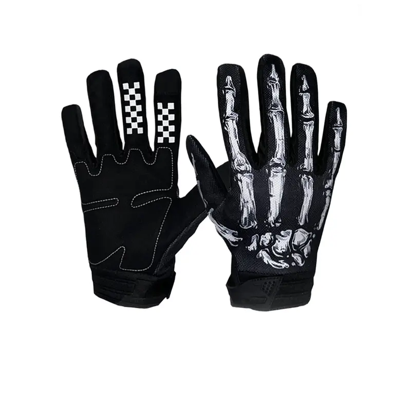 Unisex Full Finger Skeleton Motorcycle Gloves - Touchscreen Compatible, Anti-Slip Padded Palm, Mesh Fabric, Quick Dry, Windproof Outdoor Protective Gear for MTB, Dirt Bikes, s