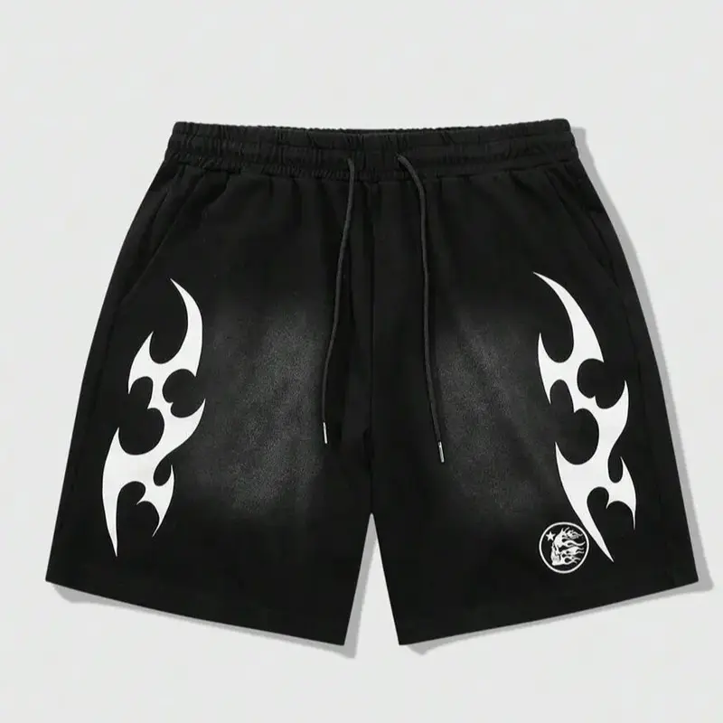 Men's Chic Flame Print Shorts, Casual Loose-Fit Shorts for All Seasons, Comfortable and Trendy Bottoms, Urban Style, Versatile and Stylish Clothes