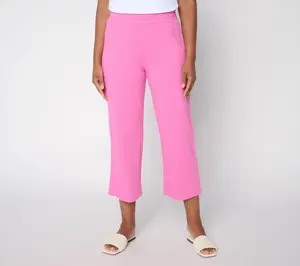 Belle Beach by Kim Gravel Petite Gauze Inset French Terry Crop Pant