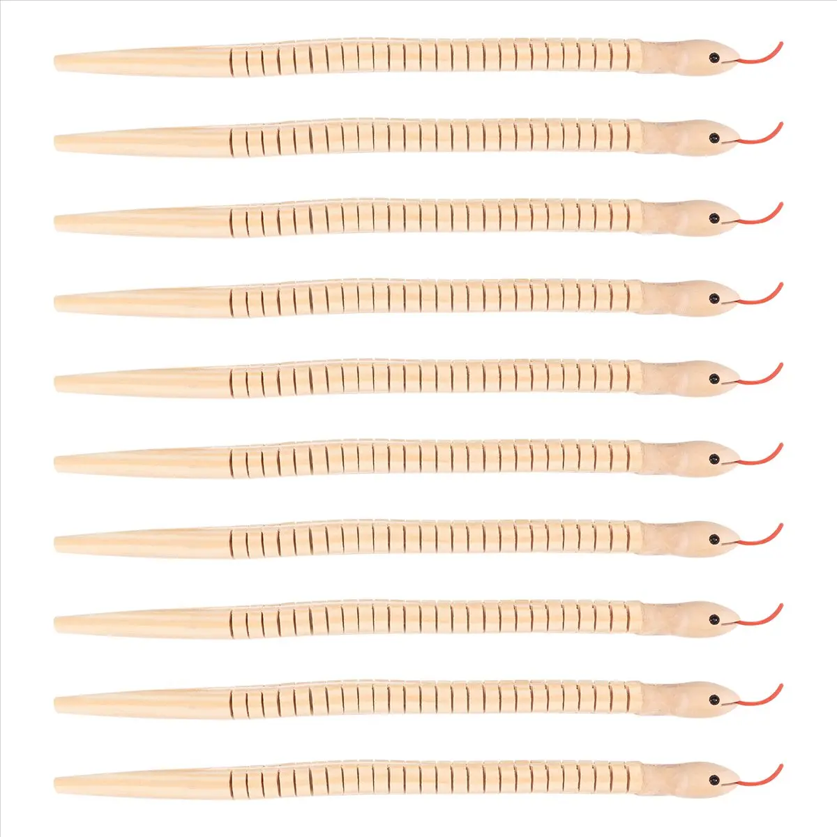 10Pcs 12in Unfinished Jointed Flexible Wooden Wiggly Snakes - Natural Material DIY Friendly Blank Animal Model Craft Toys for Arts & Crafts Projects