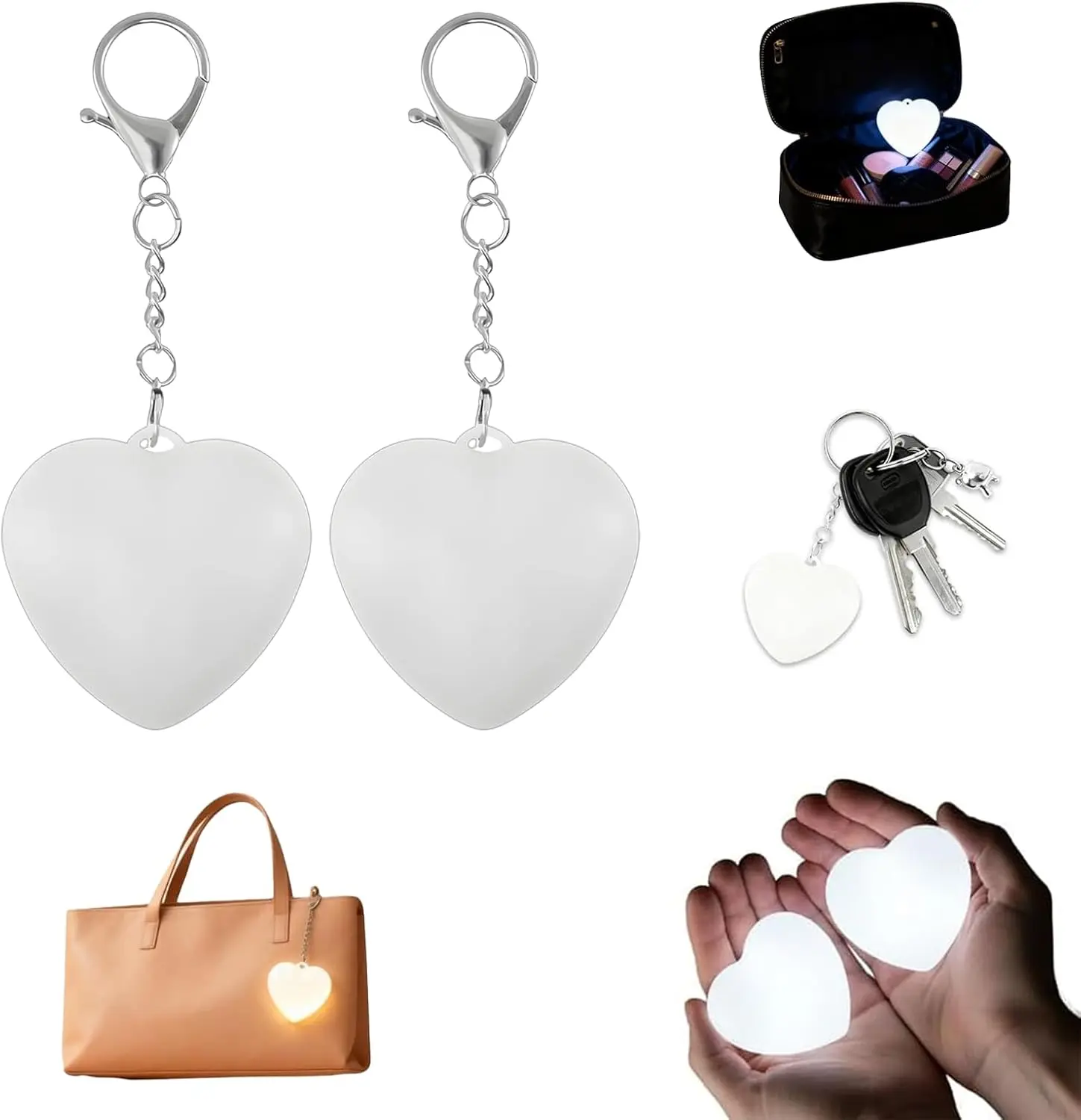 Love Wallet Tote Bag Touch Sensing Light Leather Handbag with Chain Strap for Women Heart-Shaped Illumination Functional  Stylish Valentine's Day gift