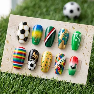 Soccer Press On Nails 3D Football Rainbow Sports Team Game Day