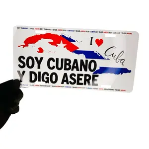 Cuban Themed Car Number Plate Accessory - Vibrant Patriotic Design, "Soy Cubano Y Digo Asere Isla De Cuba" Slogan, Cuban Flag Motif