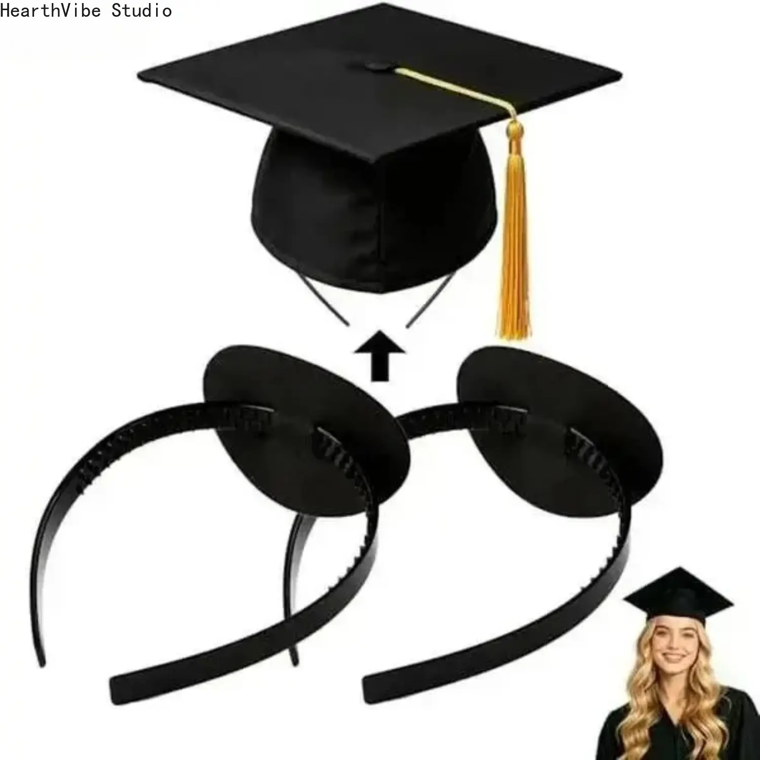 2Pcs Graduation Cap Headband , Anti-Slip Firm Hold Insert For Graduation Cap, Secure Hair Accessory For Graduation Ceremony, Fits All Hair Types For Graduates tiktokshopspringglowup
