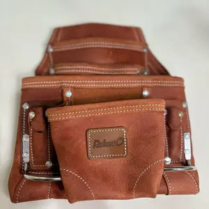 4 pouch oil tanned leather tool pouch for construction