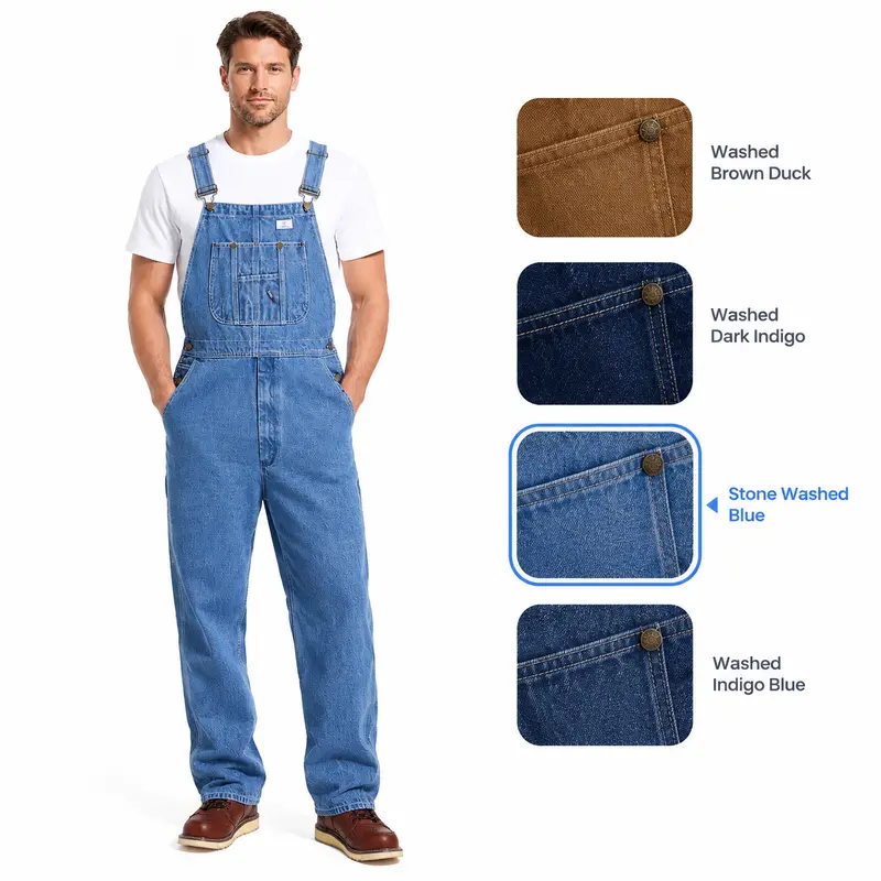 HISEA Men's Classic Heavy-Duty Cotton Baggy Overalls - Menswear Long Straight Shell Workwear with High-Back Adjustable Straps, Multi-Pocket Utility Design, Alloy Zippers, Triple Stitching, Loose Boots-Fit Legs, Strapfit On-The-Go, All-Seasons Use,outdoorf