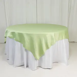 Lamour Satin Table Overlay 72"x72" Sage Green with Smooth Finish