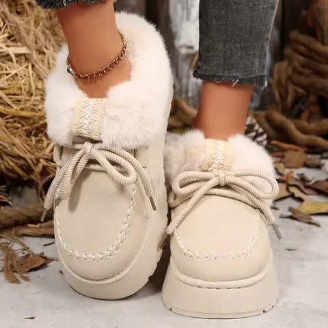 Women's Fuzzy Memory Foam Fleece Slippers Fluffy Indoor and Outdoor Winter Warm Gifts Trendy Anti-Skid House Shoes Mini Snow Boots