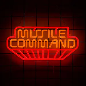 Atari Missile Command Neon Sign, 15.8×7.7in Retro Arcade LED Wall Light, USB Powered Acrylic Gaming Room Decor