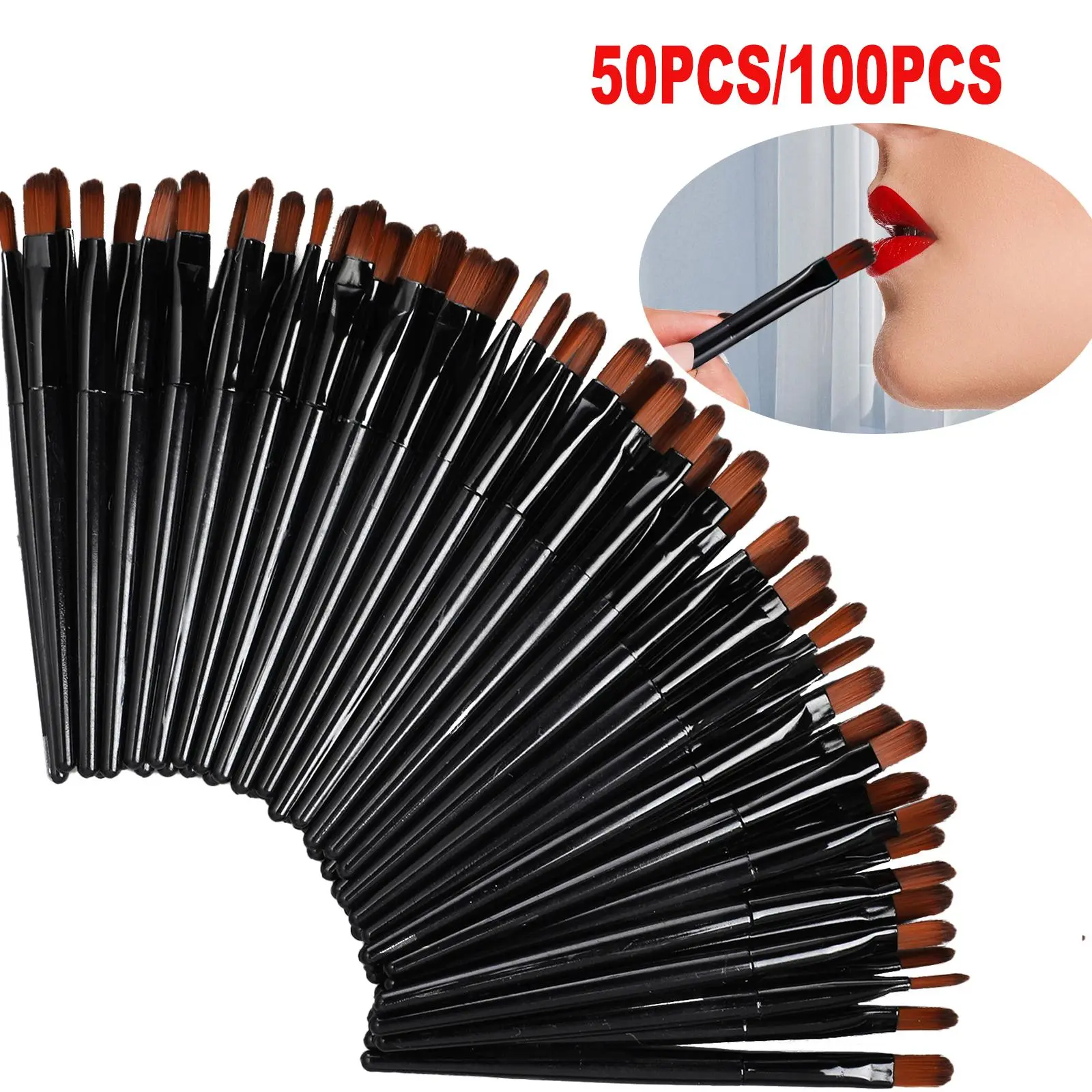 50/100Pcs Disposable Lip Brush Gloss Wands Applicator Makeup Cosmetic Brush Lip Liner Brush Eyeliner Brush Makeup Tools