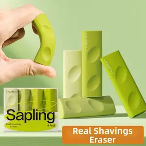 Sapling Green Eraser Set Clean Erasing Low Residue Smooth Use Comfortable Grip Triangular Shape Easy Control Suitable for Sketch Writing Drafting Office Study Supplies Back to School Essentials Durable Design Multi Color Set Easy Carry Daily Use