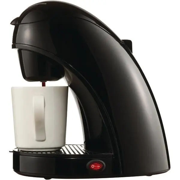 Brentwood TS-112B 1-Cup Coffee Maker, Porcelain Component, Easy Access Water Tank, Filter Holder, Removable Brew Basket