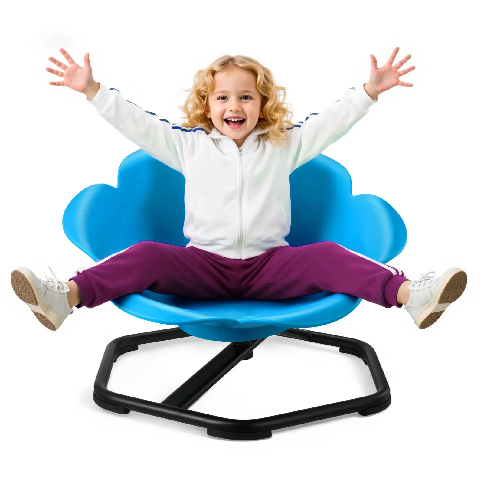 VEVOR Kids Sensory Spinner Chair, 220lb Capacity, 1-Piece Mold Cylinder Shape, 24.4 in/62 cm Spin & Play Seat, Non-Slip Metal Base, for Autistic Toddlers’ Coordination Balance Focus, Blue