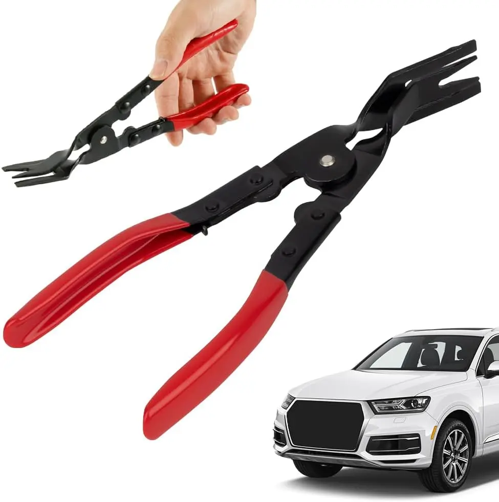 1 Pcs 24cm Durable Rust-Resist Carbon Steel Automotive Door Panel Clip Removal Plier - Anti-Slip Grip Handle, Leveraged Lift Eases Trim Fastener Access, Ideal for Car Audio Installation, Door Panel Adjustments