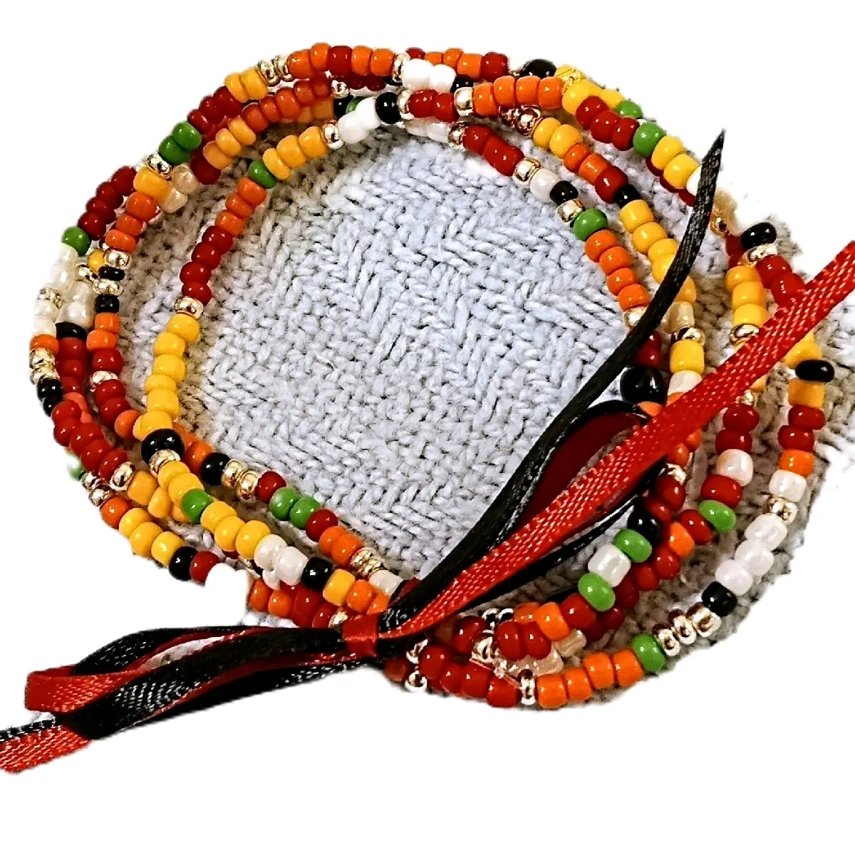 Handmade Seed Bead Bracelet Set - 4 Fall Color Bracelets