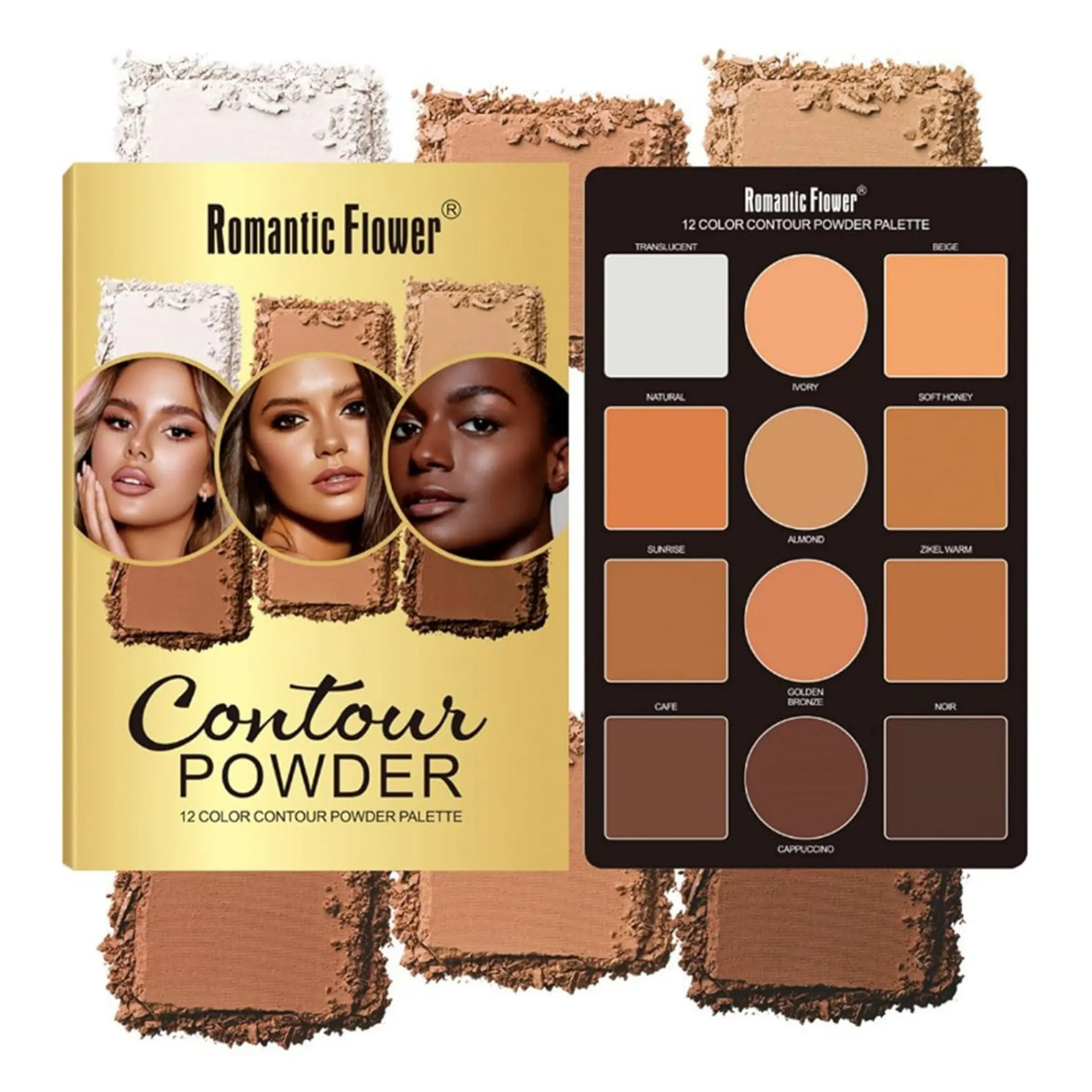 Contour Powders Facial Contouring Makeup Bronzer Palette for Beginners, 9 Colors Large Pro Contour Palette with Makeup Brush, Waterproof Long-Lasting Cosmetics Gift