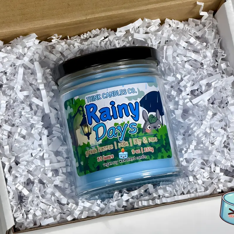 Rainy Days Candle | Hand Poured Vegan Wax Blend Candle | 9 oz, 4 oz, 2 oz Snap Bar