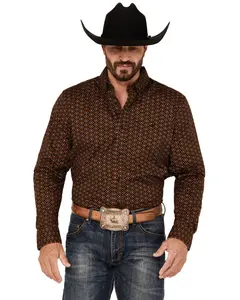 Rank 45 Men's 45&Reg; Men'S Trench Jacquard Geo Print Long Sleeve - Rmho24w22-Blk