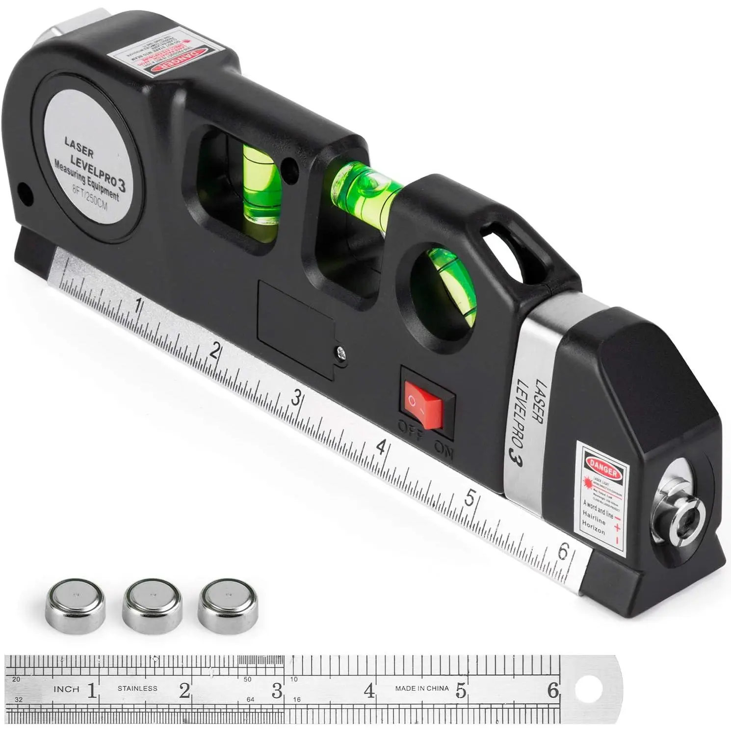 Laser Level Tool, Multipurpose Laser Level Kit Standard Cross Line Laser level Laser Line leveler Beam Tool with Metric Rulers