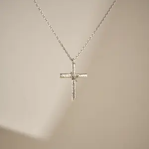 Meraki S925 Sterling Silver Handmade Cross Necklace, Supports Custom Engraving, Versatile Personalized Jewelry