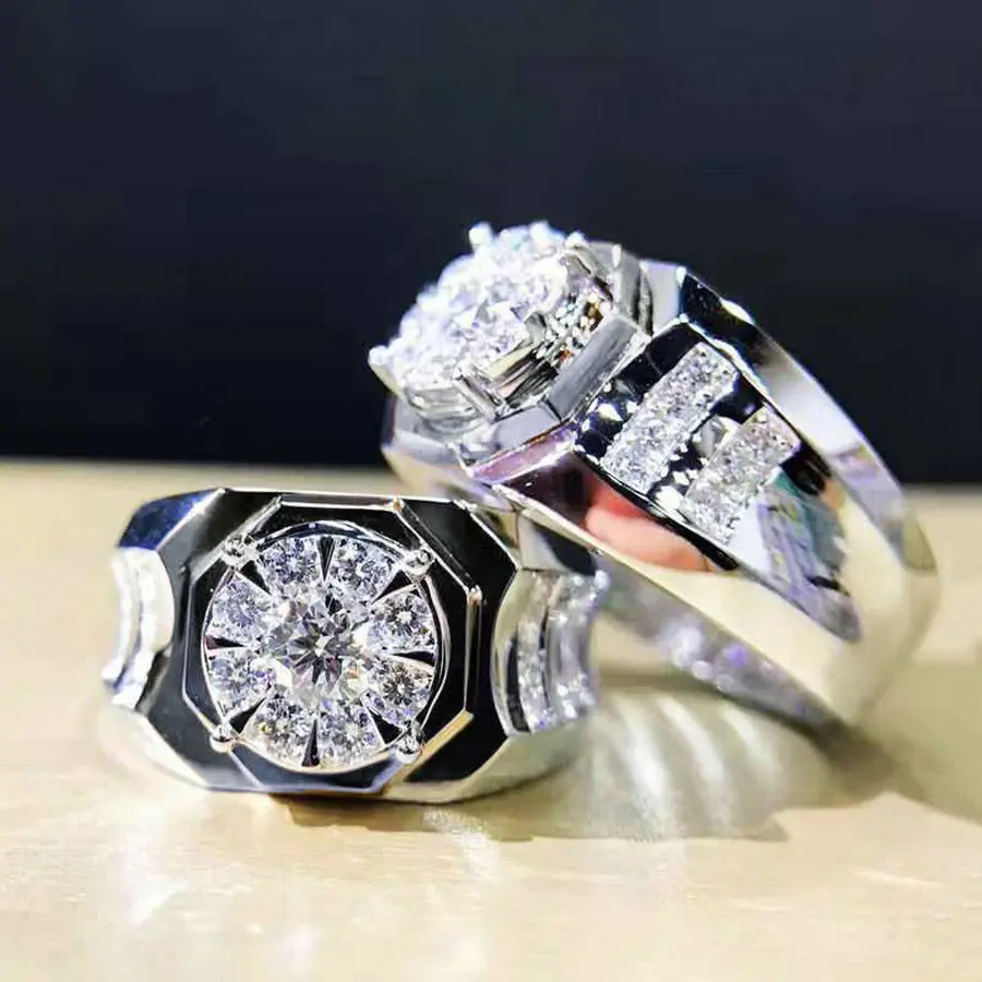Unisex Multi-Size Minimalist Synthetic Zircon Moissanite Crown Ring - Solitaire Elegant Moissanite Engagement Ring for Women, Wedding Parties, Valentine's Day Gifts, Solitaire Engagement Ring
