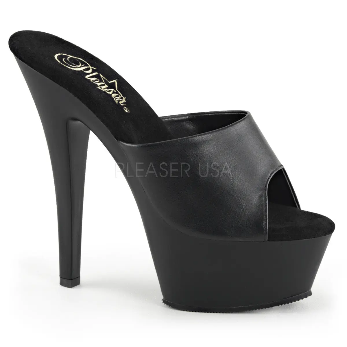 Women's 6-in Heeled Platform Sandal, Elegant Fashion Apparel - KISS-201 Black PU Footwear, Stylish High Heels