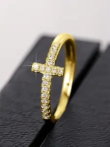 1 PC Fashion Cubic Zirconia Cross Ring Wedding Rings For Women For Valentine's Day Gift Wedding Anniversary Party Jewelry