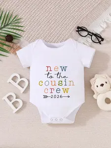 Newborn Summer Short Sleeve Triangle Onesie, Baby Bodysuit, Unisex Baby Soft Skin-Friendly Jumpsuit, Cute Family New Member Theme