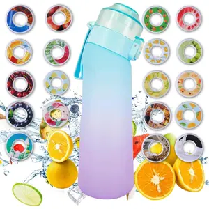 650ML Sports Water Bottle BPA Free Leak Proof Premium for Outdoor Running Gym with Fruit Scent Pods Air Flavor Caps
