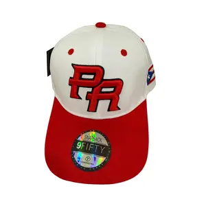 Puerto Rico PR Snapback Hat – Red/White Curved Brim Cap, 3D Embroidery,