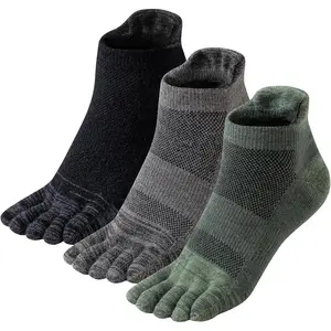 Merino Wool Toe Ankle Hiking Socks Compression Support Breathable Thick Cushion No Show Socks for Women&Men 3 Pairs