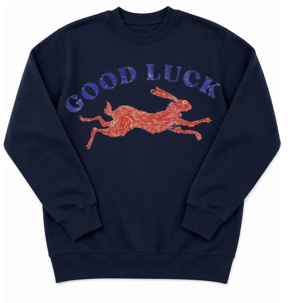 Good Luck Rabbit Sweatshirt Retro Western Crewneck, Lucky Bunny Graphic Sweater, Vintage Cowgirl Pullover, Cool Girl Aesthetic Sweatshirt, Cute Rabbit Gift, Western Style Fall Outfit