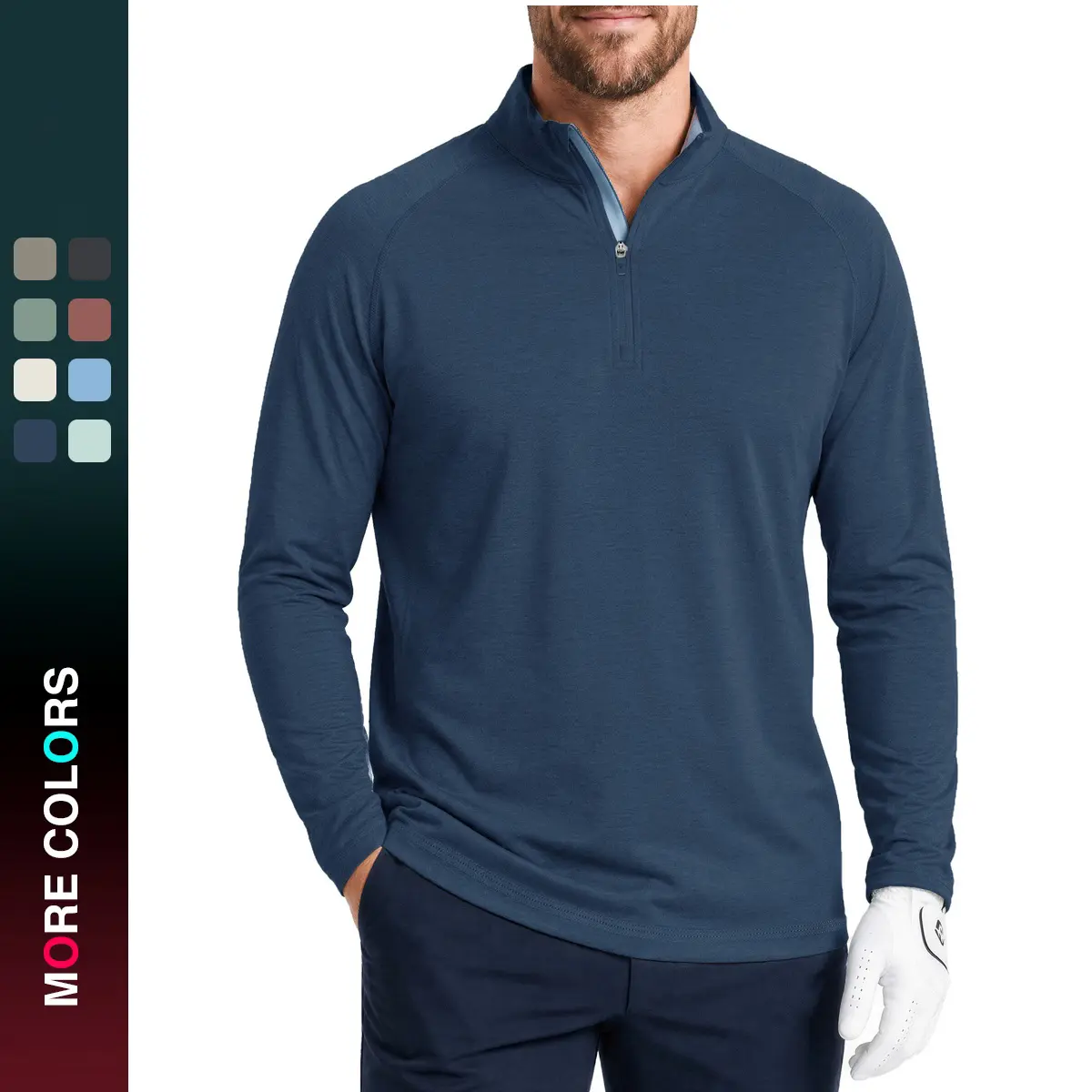 MAELREG Men's Quarter Zip Pullover Lightweight Mock Neck Long Sleeve Midlayer Dry Fit Performance Athletic Golf 1/4 Zip Sweatshirt for Men