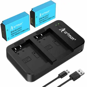 Artman 2-Pack LP-E17 Batteries and Rapid Dual USB Charger for Canon EOS R50 RP R10 R8,Rebel T8i, T7i, T6i, T6s, SL2, SL3, EOS M3, M5, M6, EOS 200D, 77D, 750D, 760D, 800D, 8000D, Digital SLR Camera camera  accessory vlogging  kit